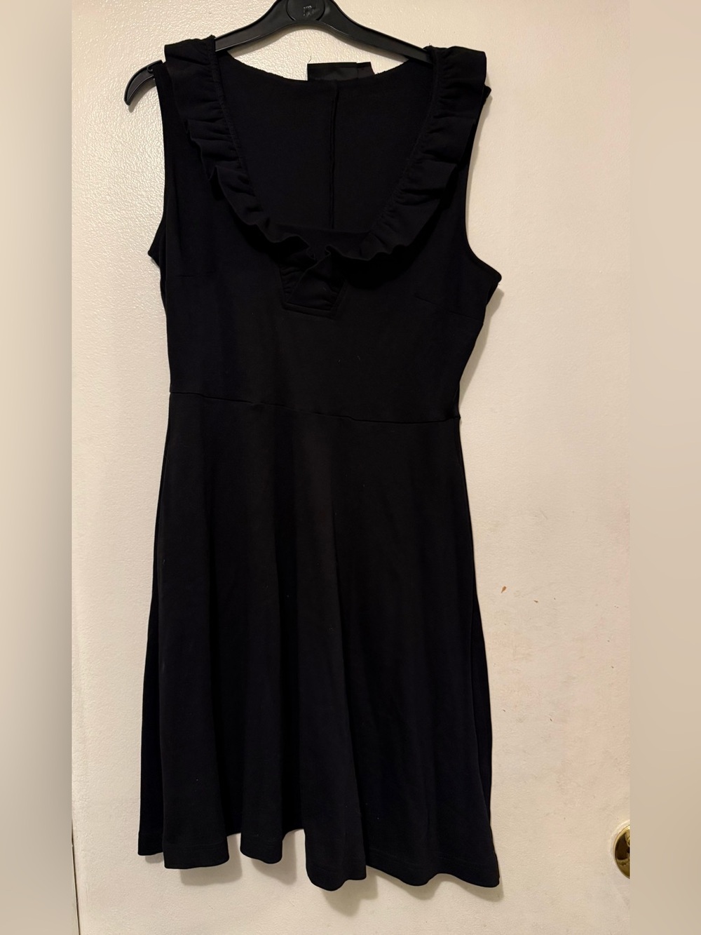 New York and Co Classic Black Ruffle-Neck Sleeveless Dress